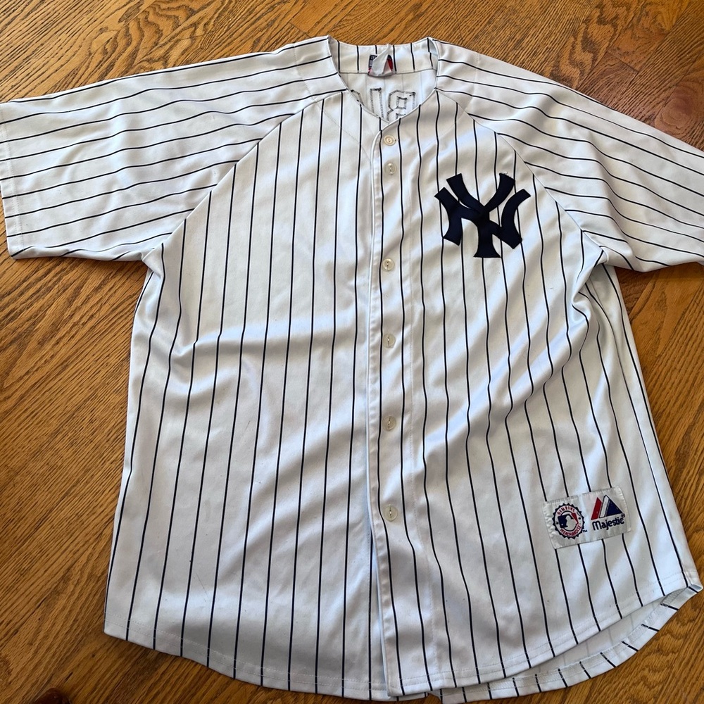 Alex Rodriguez New York Yankee Majestic White and Black Pinstripe Jersey